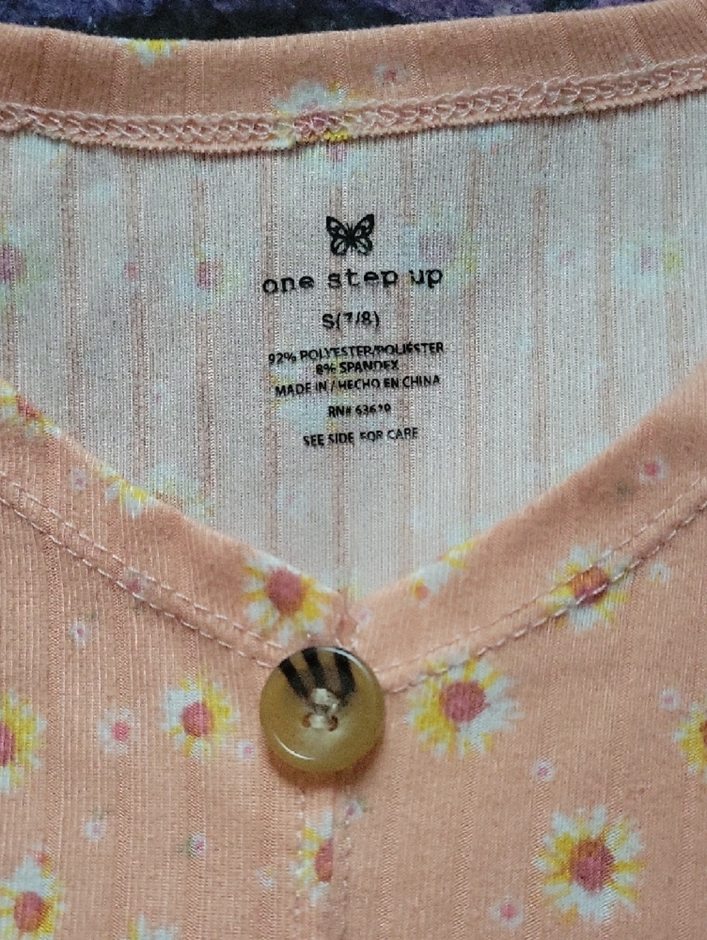 One Step Ahead Peach Floral Button-Front Casual Dress - Picture 3 of 4